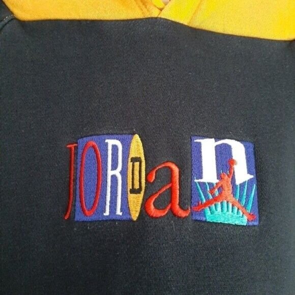 Nike Air JORDAN Legacy Flight Nostalgia AJ9 Hoodie Yellow Black Men's Sz S - Picture 12 of 16